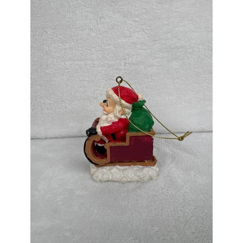 Vintage 2004 Dated Sleigh Santa Ornament Unisex Small Red Fair